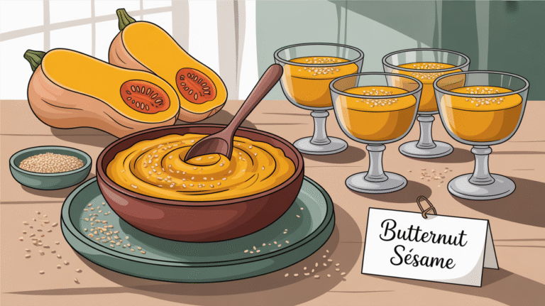 Recette pour l’apéro : Purée de courge butternut au sésame