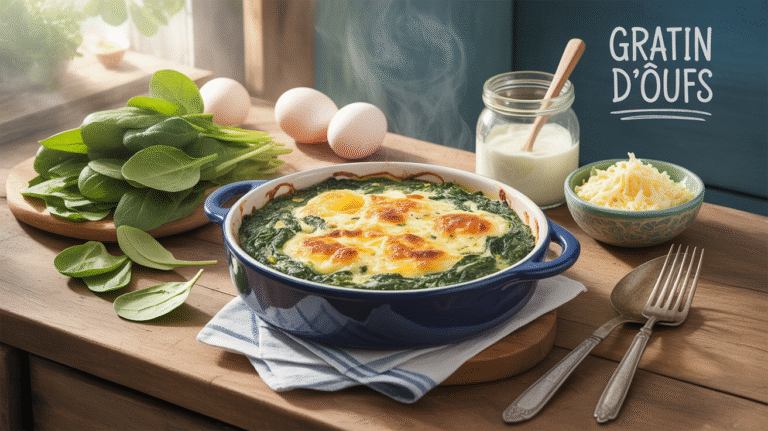 Recette facile et rapide : gratin d’oeufs aux épinards