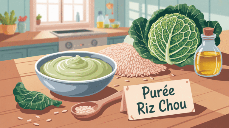 Recette pour bébé : purée de riz et chou frisé