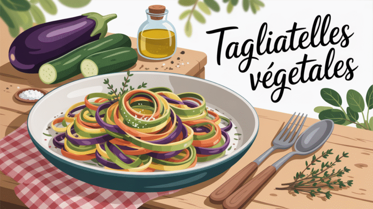 Recette facile et rapide des tagliatelles d’aubergine et courgettes