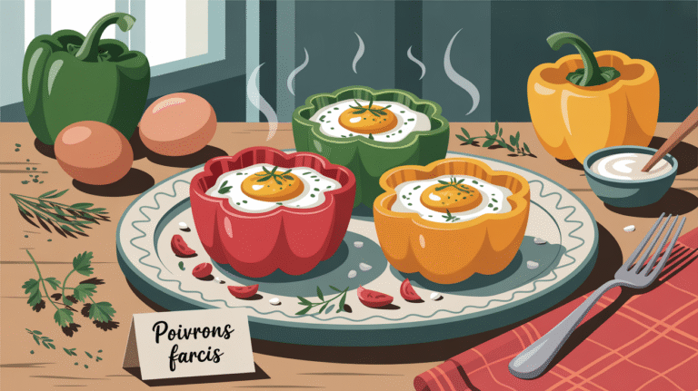 Recette saine et originale : poivrons farcis aux œufs cocotte