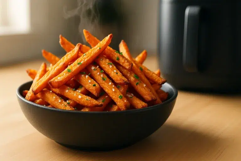 Frites patate douce air fryer : rapides saines croquantes