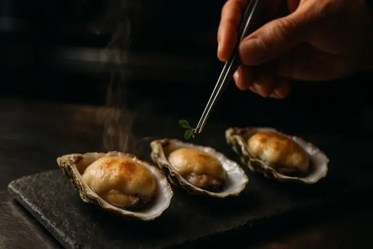 Huîtres chaudes : recette élégante et rapide comme un chef