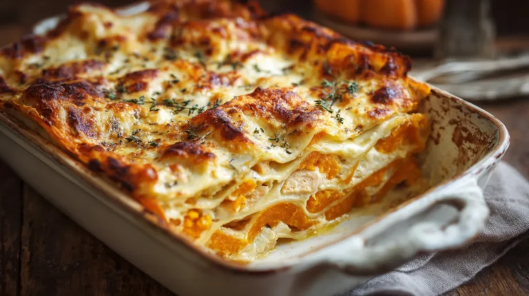Recette originale et douce : lasagnes de poulet au potimarron