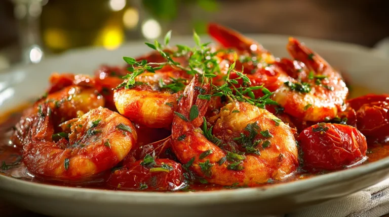 Gambas aux tomates et à l’ail