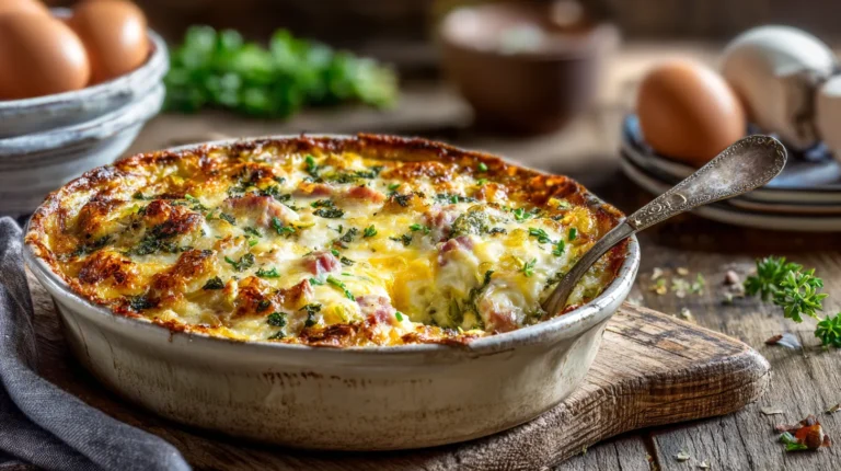 Recette facile pour le soir : Gratin d’œufs aux poireaux et au jambon