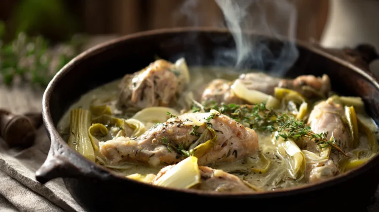 Recette de lapin mijoté aux poireaux