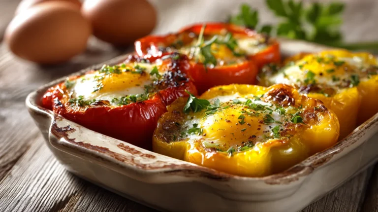 Recette saine et originale : poivrons farcis aux œufs cocotte