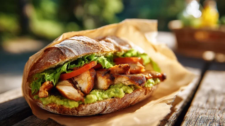Recette originale pour le pic-nique : sandwich au poulet et au guacamole