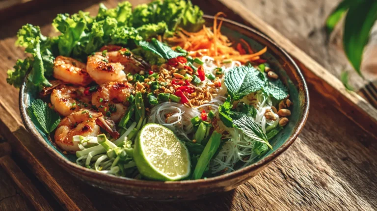Salade Thaï aux Crevettes, Vermicelles et Cacahuètes