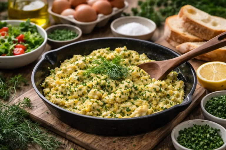 Recette rapide végétarienne : Oeufs brouillés aux herbes