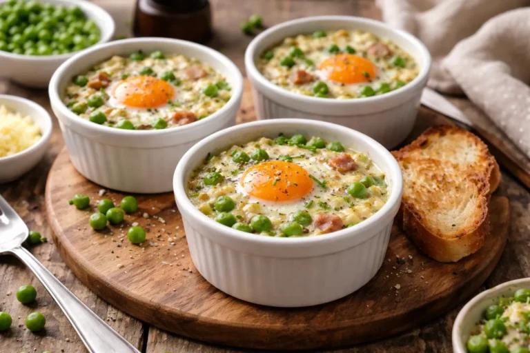 Oeufs cocotte aux petits pois