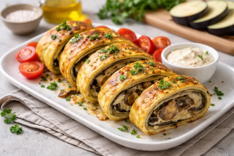 Recette facile et originale : Omelette roulée à l’aubergine
