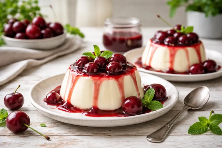 Recette pour un dessert délicieux : Panna Cotta aux cerises
