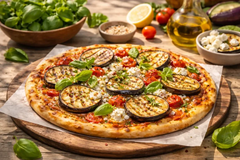 Recette originale et ensoleillée : Pizza aux aubergines