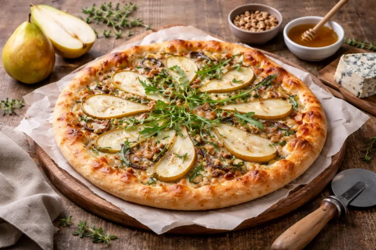 Recette végétarienne : Pizza poires et Bleu d’Auvergne