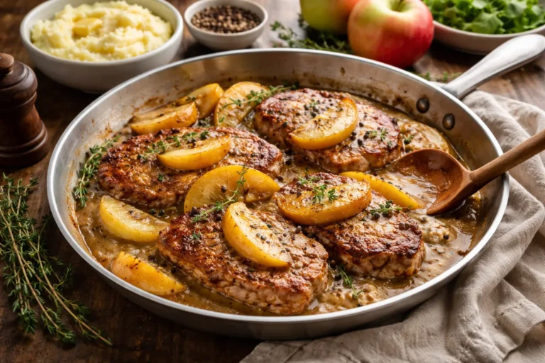 Recette rapide : Escalopes de porc aux pommes et au poivre