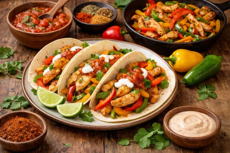 Recette de fajitas au poulet : poivrons, épices et sauce maison