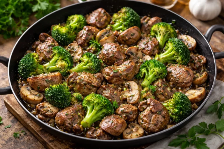 Recette saine et délicieuse : Foies de volaille aux brocolis et champignons