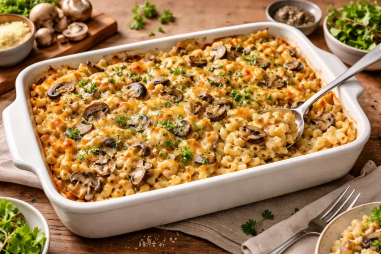 Recette végétarienne : Gratin de macaronis aux champignons