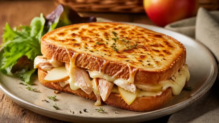 Recette facile et délicieuse : Croque-Monsieur au poulet, à la pomme et au fromage de chèvre