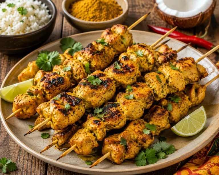 Recette pour le barbecue : Brochettes de poulet colombo