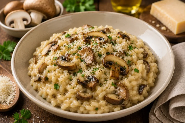 Recette végétarienne : Champignons au risotto