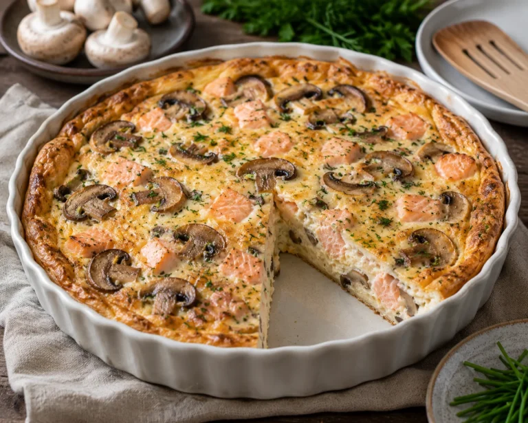 Recette de clafoutis au saumon et champignons