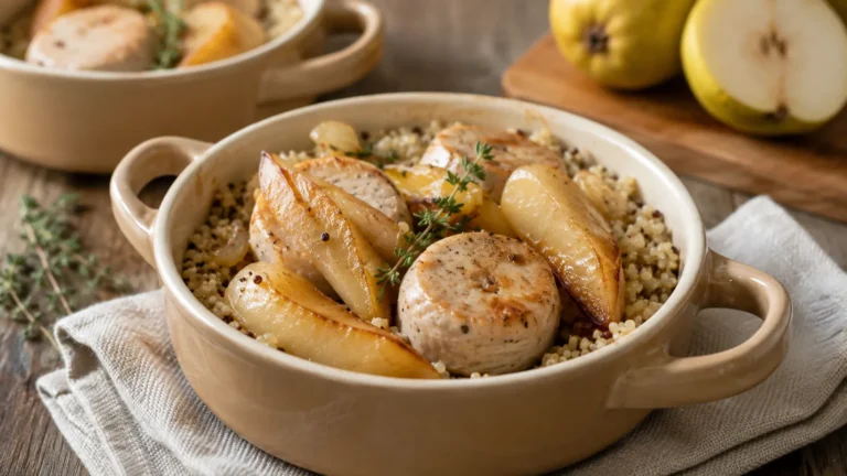 Recette facile : Cocottes de boudin blanc au quinoa et aux poires