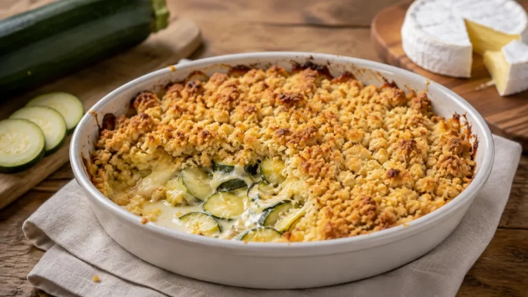 Recette de Crumble de courgettes au camembert