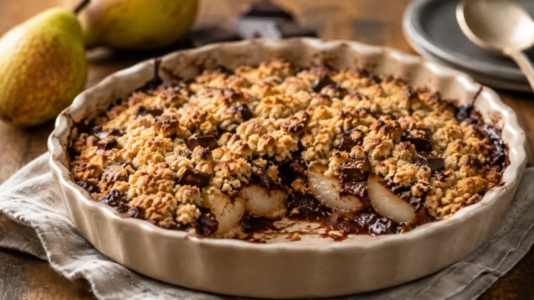 Recette gourmande et légère : le crumble de poires au chocolat