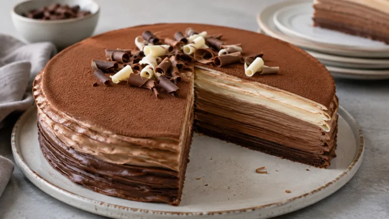 Recette pour un dessert gourmand et festif : le gâteau de crêpes aux trois chocolat