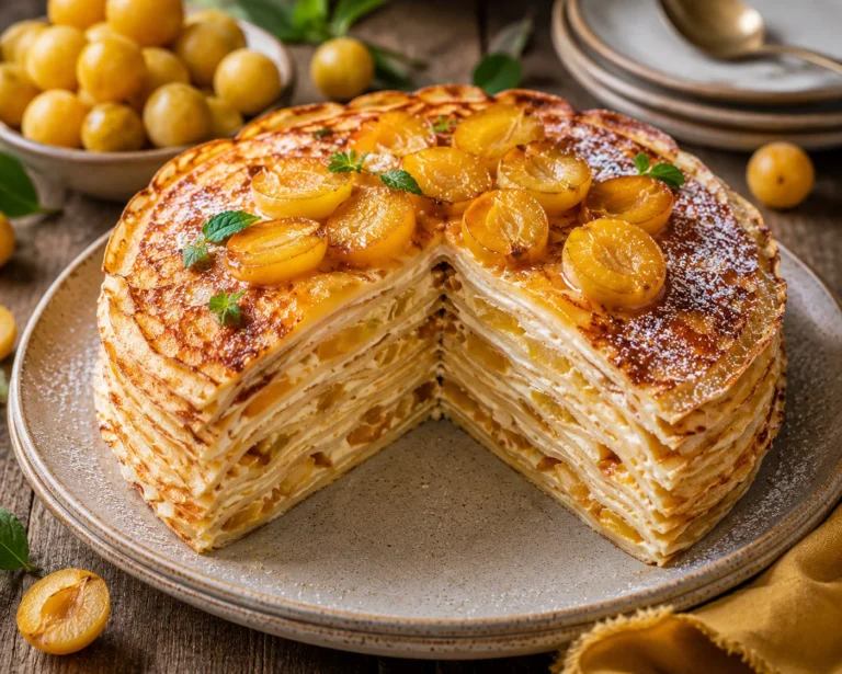 Gâteau de crêpes aux mirabelles