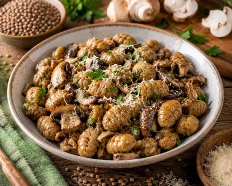 Recette originale à préparer en famille : les gnocchis de lentilles et champignons