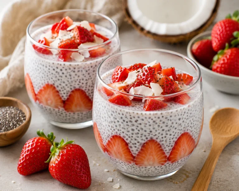 Pudding de chia aux fraises et lait de coco