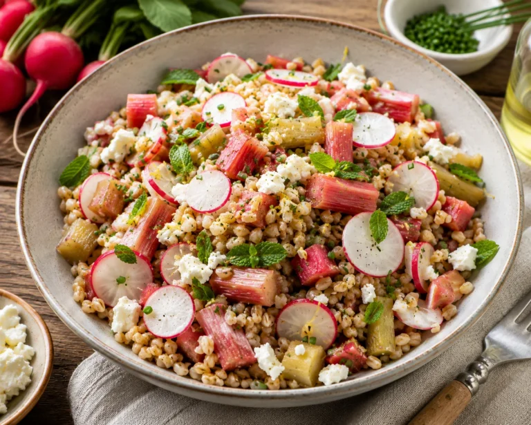 Salade de blé, rhubarbe et radis