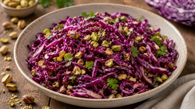Recette de salade de chou rouge aux pistaches