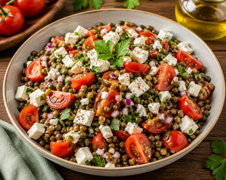 Recette de la salade de lentilles à la tomate et feta