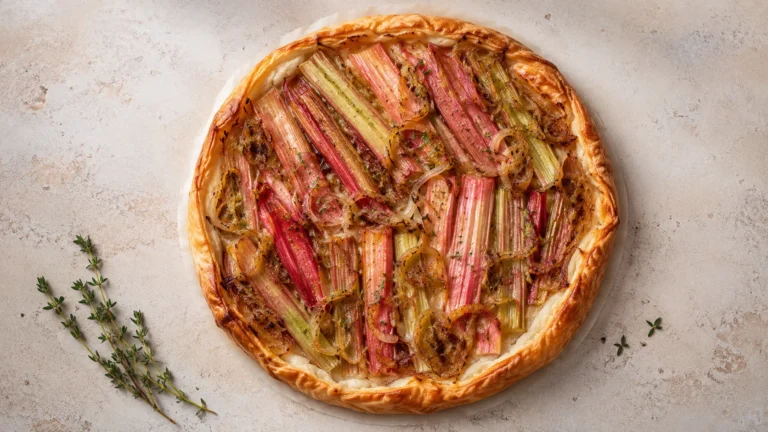Recette de la tarte à la rhubarbe et aux oignons