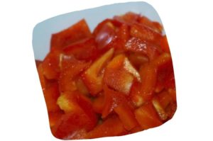 Recette du chili con carne : dés de poivrons rouge