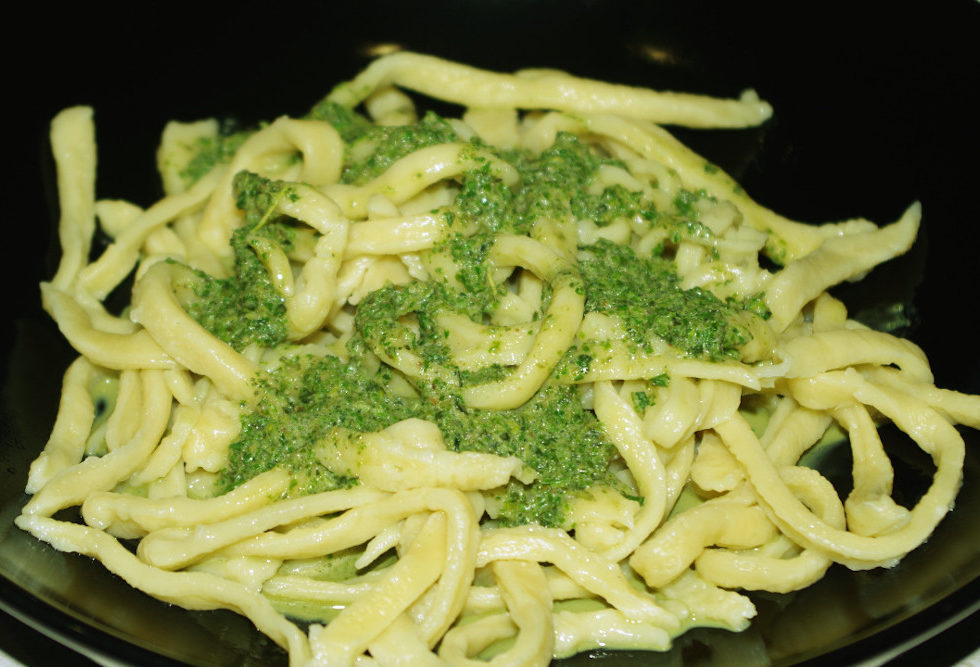Recette de tagliatelles à la sauce verte